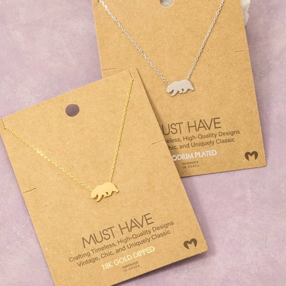 Fame Accessories - Wholesale Pendant/Charm Necklace - Gold Dipped California Bear Pendant Necklace0