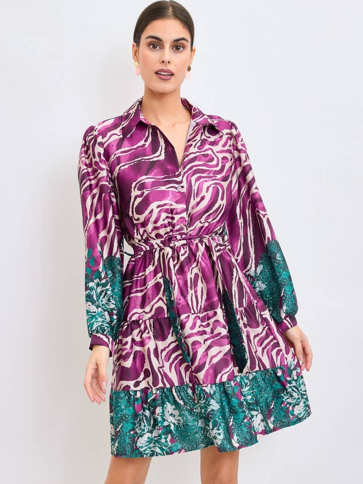 Printed short shirt dress - 8589A for wholesale by ESTEE BROWN