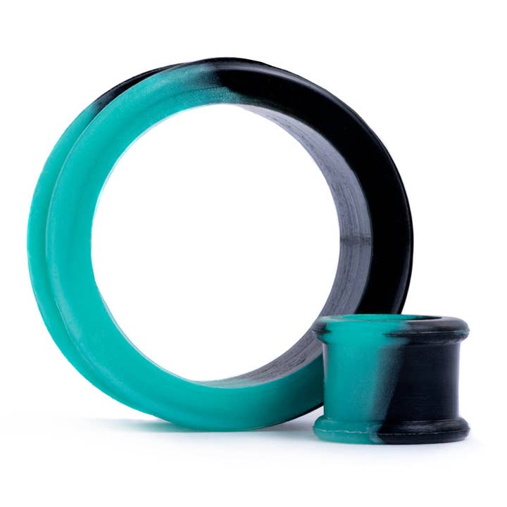 Marmorgrön och svart silikontunnel/plugg/mätare för wholesale av Custom Plugs