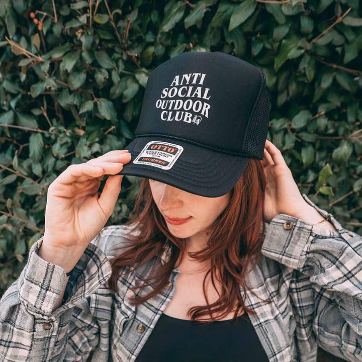 Anti Social Outdoor Club - Black Mesh OTTO Trucker Snap Back for wholesale by Hey Bear Outdoors