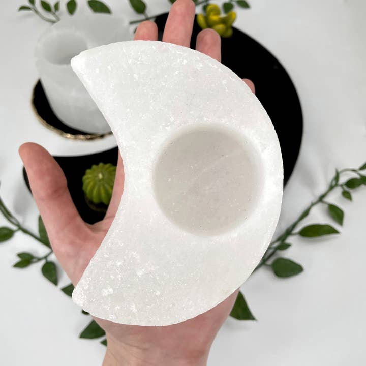 Rock Paradise - Wholesale Candle Holder - Crystal Himalayan Salt White Moon Candle Holder