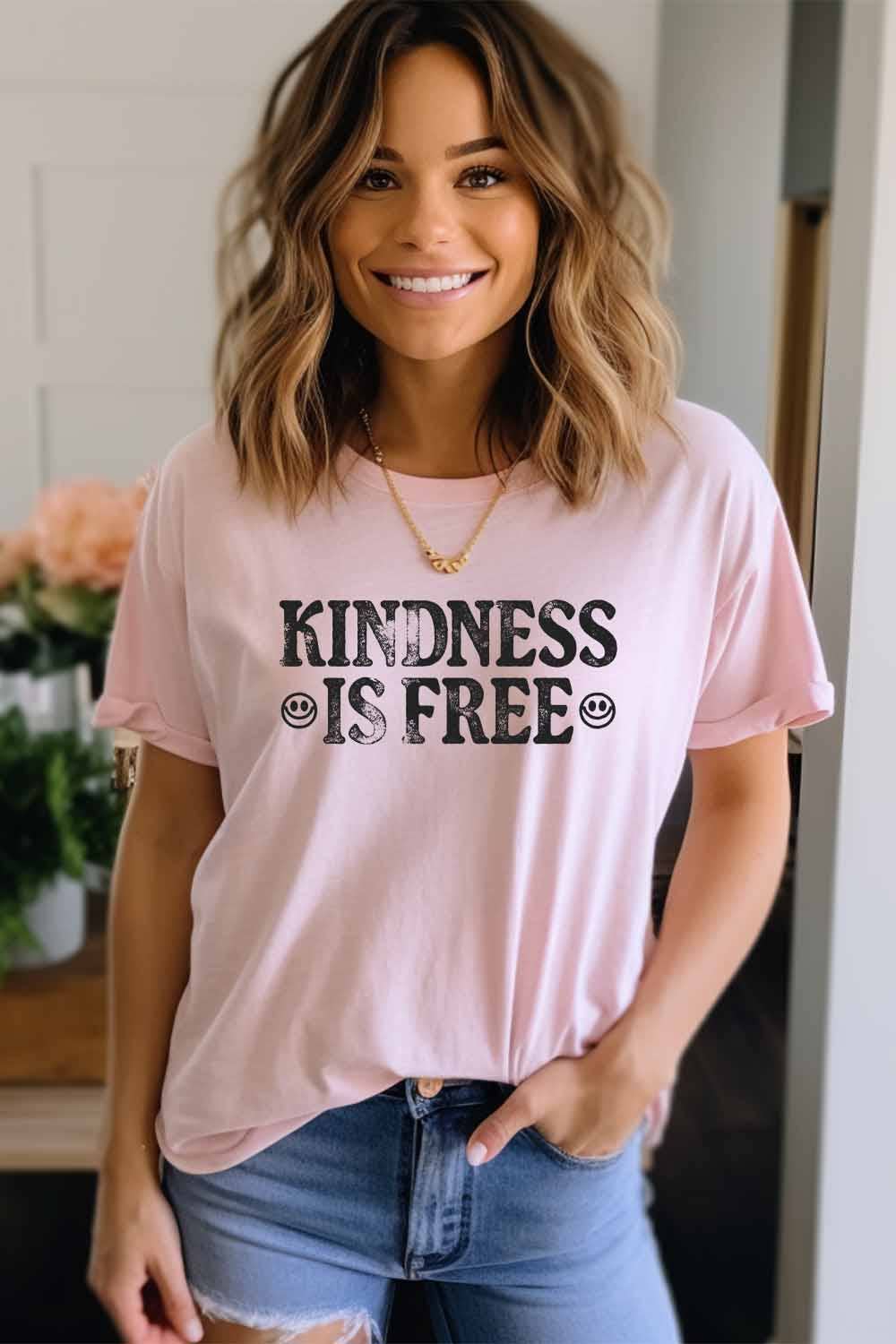 Khristee – T-shirt estampada - Mulher por atacado – Kidness é livre Tee Gráfico0