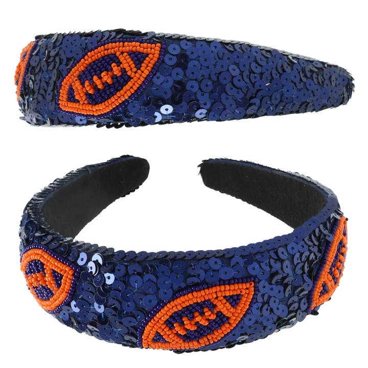 SP Sophia Collection - Wholesale Fashion Headband - Women's - Two-Tone Football Sequins Beaded Headband 9