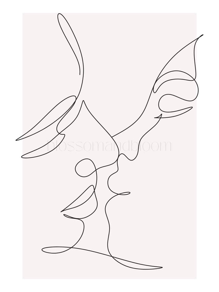 Portrait artistique au trait pour la vente par Blossom & Bloom