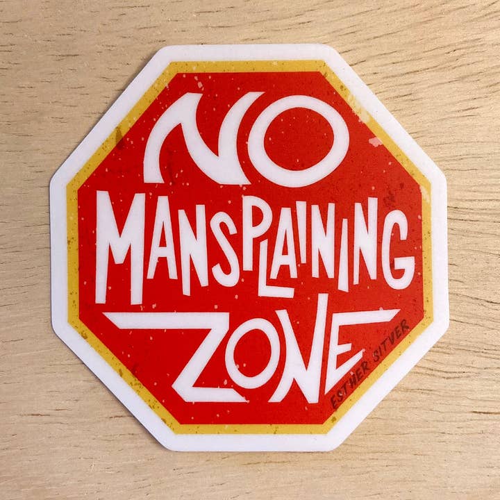 "No Mansplaining Zone" Feminist Sticker 3"x3" for wholesale by Esther Sketch