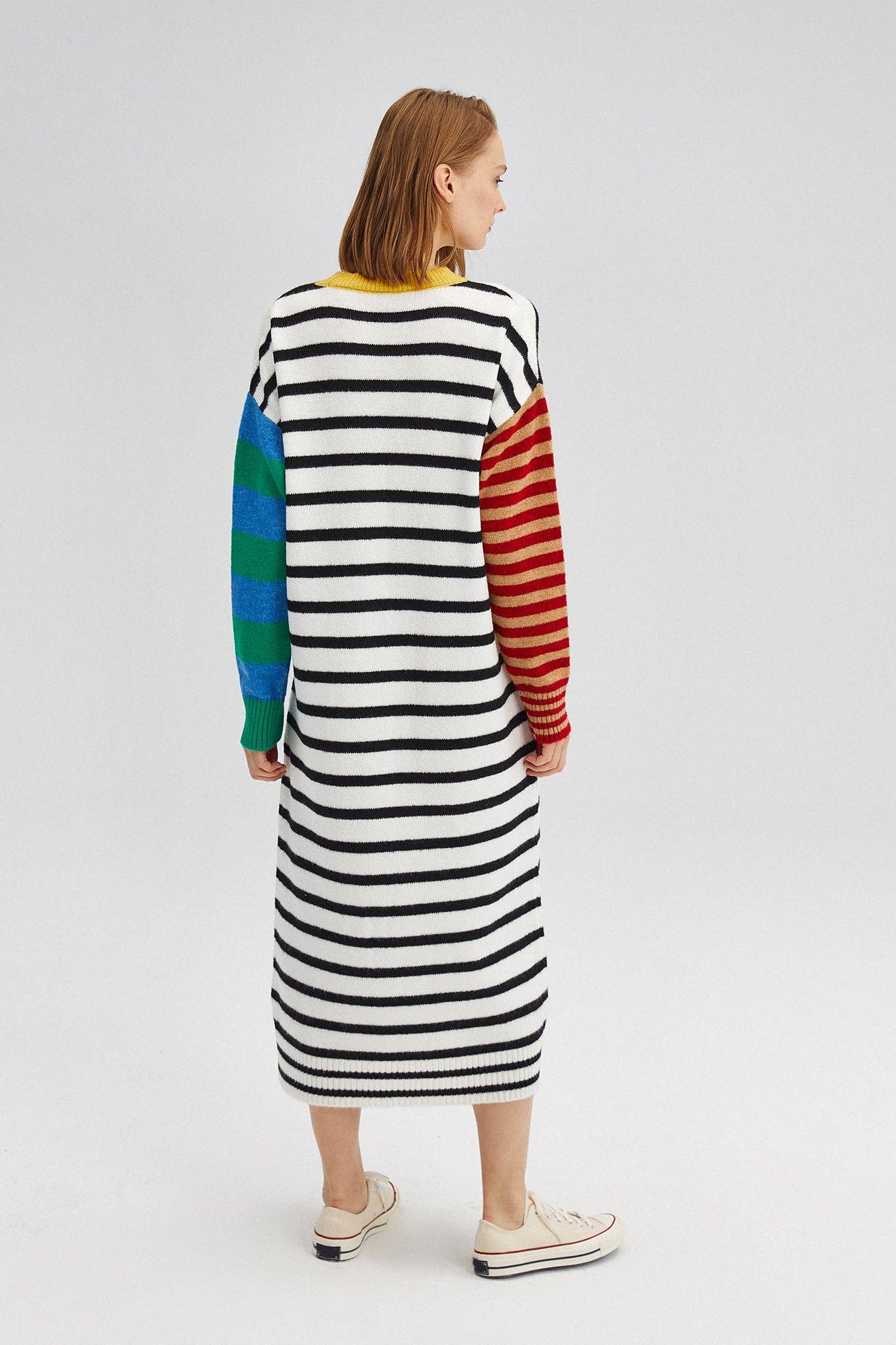 Ecru Colorblock Striped Knit Sweater Dress  for wholesale on Faire2
