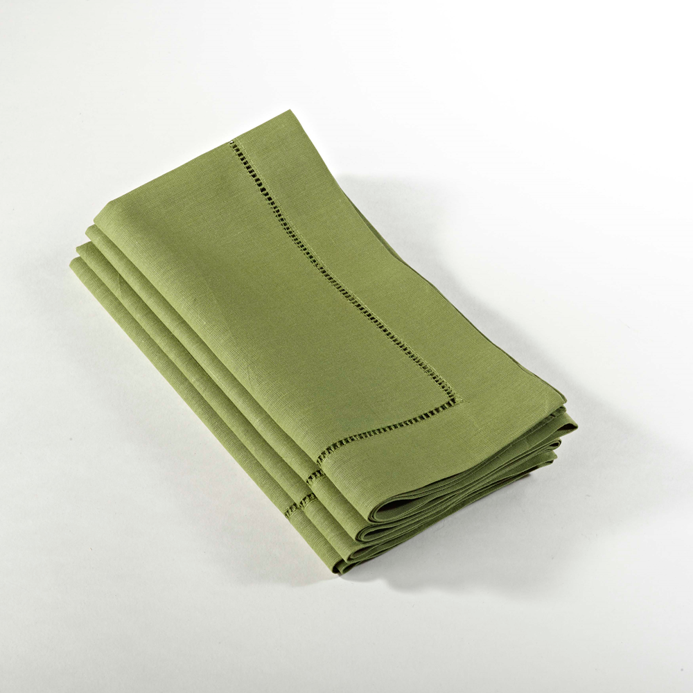 Fennco Styles - Vente Serviettes de table en tissu - Serviette carrée classique en lin et coton avec ourlet à jour5