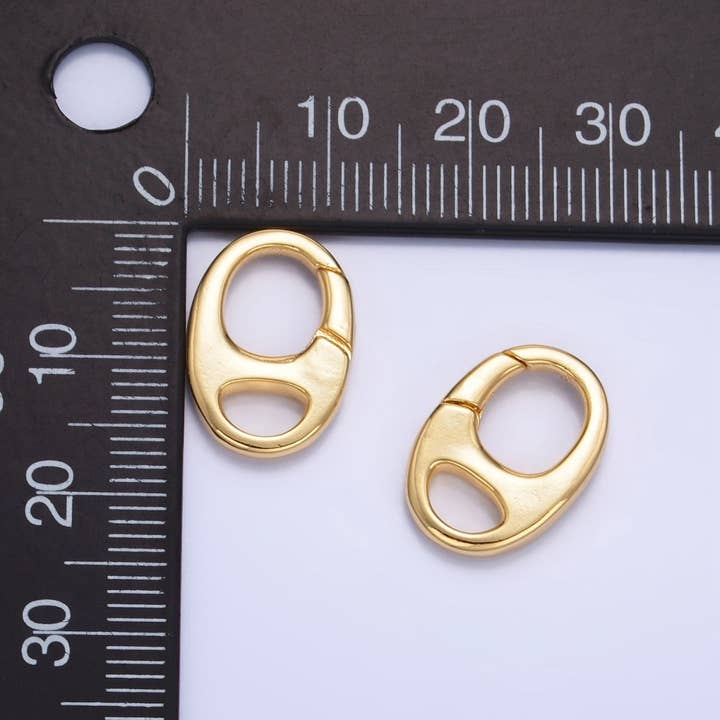 Aim Eternal - Wholesale Craft Supplies - 24K Gold Filled Oval Soda Tab Push Gate Minimalist Finding | Z10021