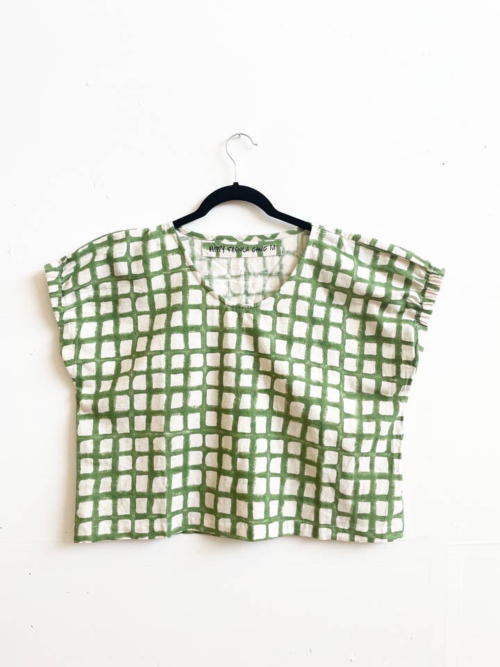 Happy French Gang - Wholesale Blouse - Women's - Zélia Top Green Grid (XS-XXL)