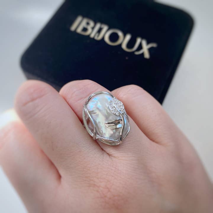 iBijoux - Venta al por mayor Anillos grandes/de cóctel - Anillo grande de perla barroca, anillo grueso (1S05RG)3