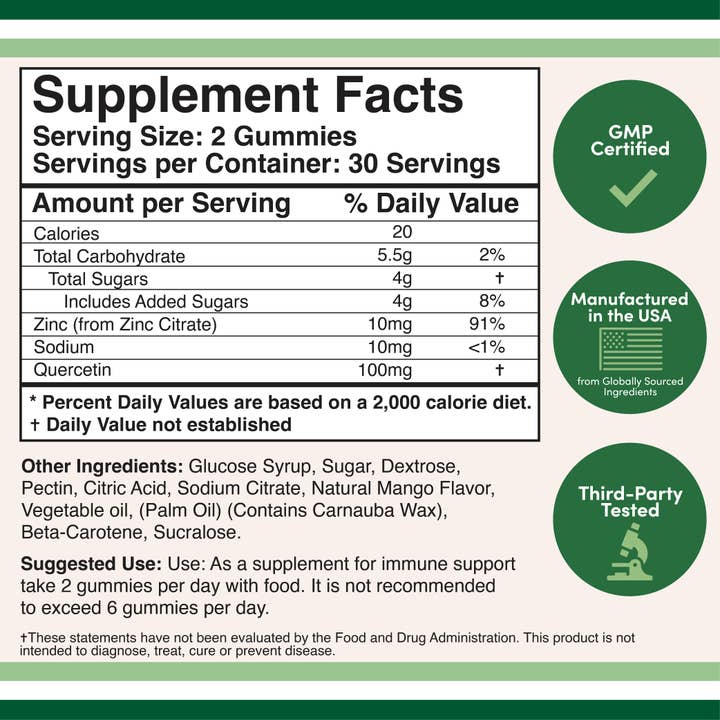 Double Wood Supplements - Wholesale Oral Supplement/Vitamin - Quercetin + Zinc Gummies