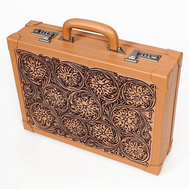 LS Western - Wholesale Jewellery box/organiser - ADBGZ882 Hand-Tooled Leather Jewelry Case with Combination Locks | American Darling8