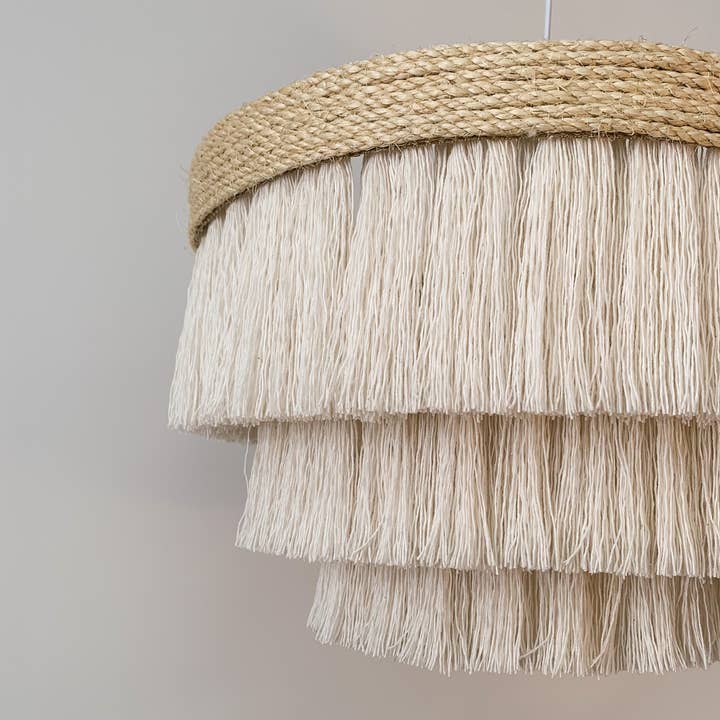 BOHO LIGHTS - Wholesale Chandelier/hanging light - Cotton Fringe With Sisal Band Chandelier2