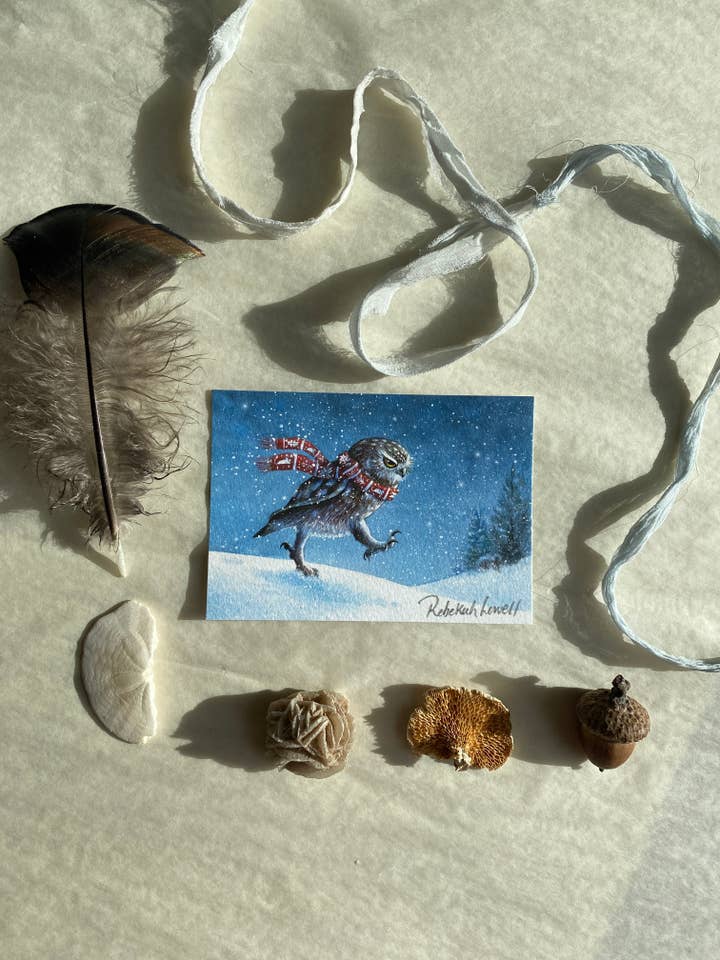 Grumpy Ugle Lille Print for engroshandel hos Rebekah Lowell Creative Studio