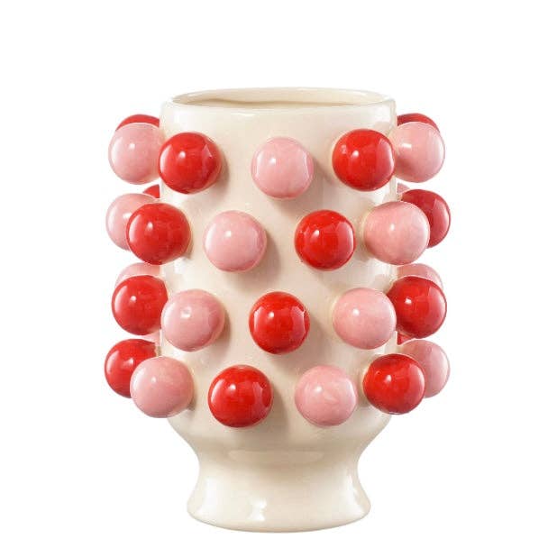 Noss and Co - Wholesale Vase - Small Bubble Vase - red and light pink balls1