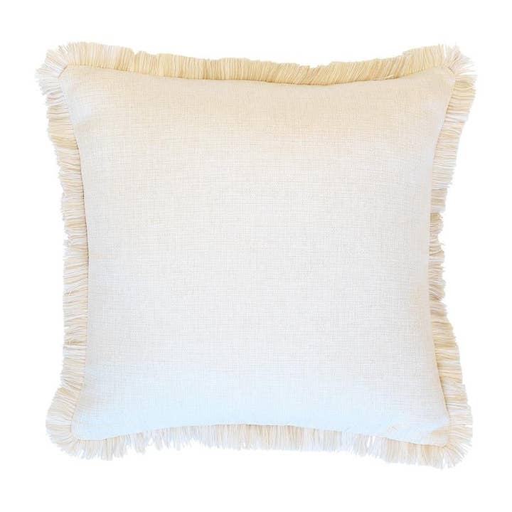 Cushion Cover-Coastal Fringe Natural-Solid Natural-45cm x 45cm for wholesale by Escape To Paradise