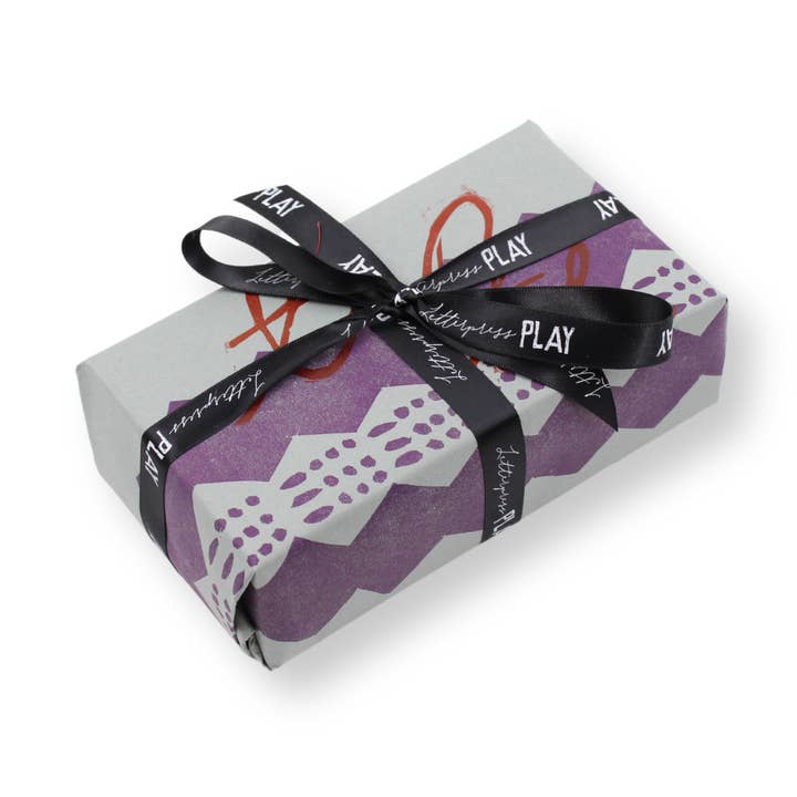 Blue Block-Printed Wrapping Paper for wholesale by Letterpress PLAY