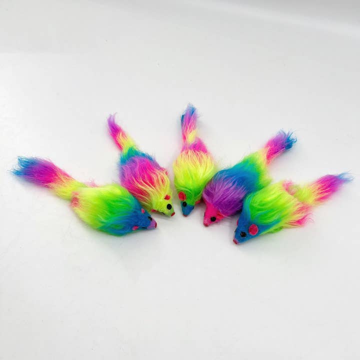 Cheerhunting - Wholesale Pet Toy - Cat/Dog - Moo - Rainbow Furry Mouse Toy6
