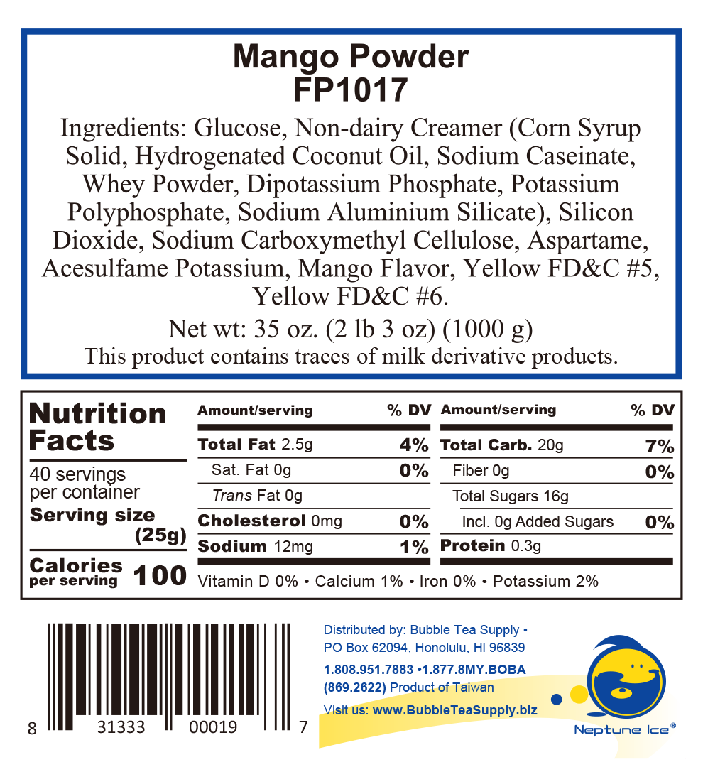 Bubble Tea Supply - Wholesale Powdered Health Drink - Mango Bubble Tea Powder2