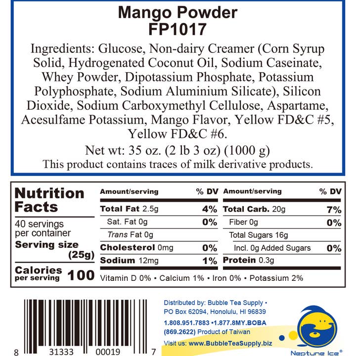 Bubble Tea Supply - Wholesale Powdered Health Drink - Mango Bubble Tea Powder2