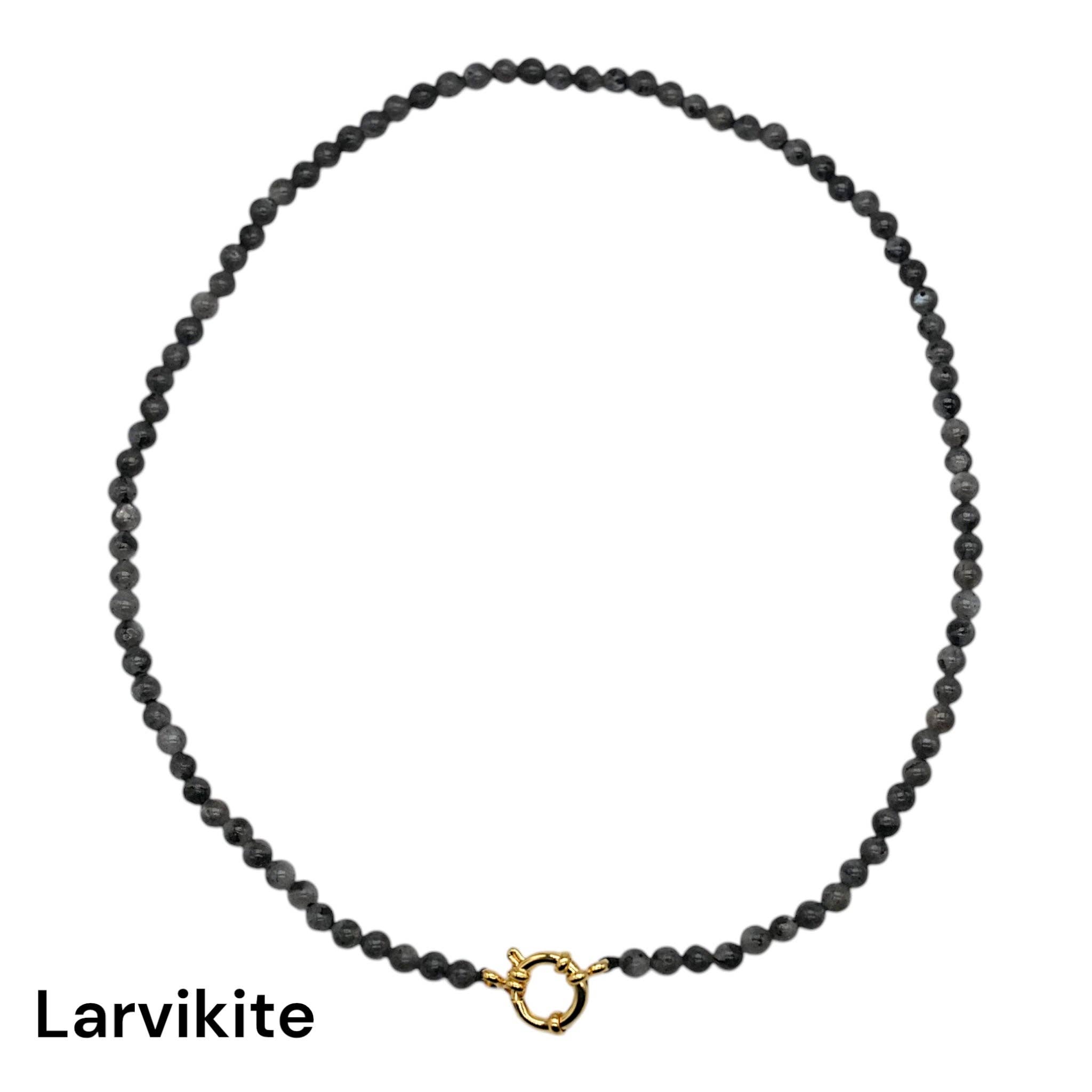 Foliesbijoux - Wholesale Beaded/Pearl Necklace - 43 cm 4 mm necklace with gold-plated stainless steel buoy clasp (20 stones available)12