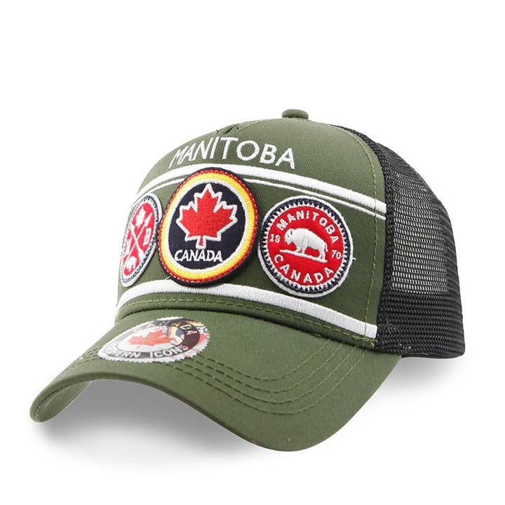 Manitoba patch embroidery trucker hats for wholesale by Northern Icons Canada