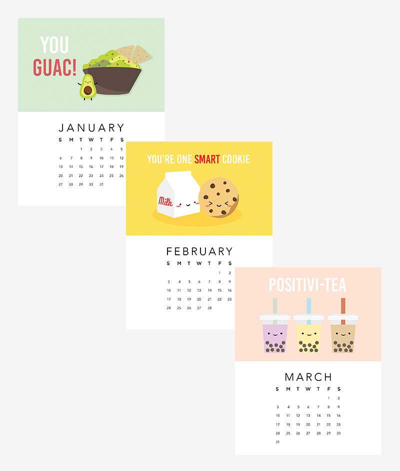 IMPAPER – Calendário por atacado – Calendário de Secretária 2026 "Food Puntastic" com Cavalete1