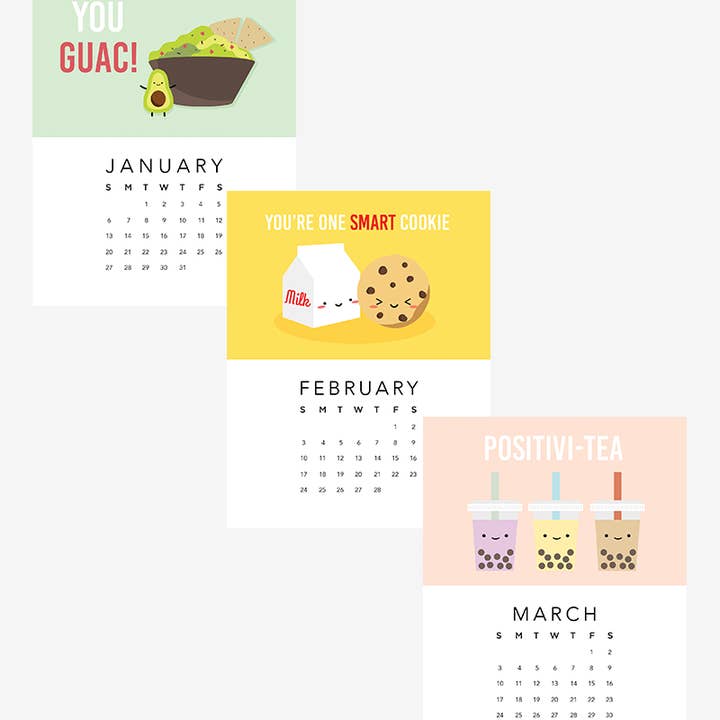 IMPAPER – Calendário por atacado – Calendário de Secretária 2026 "Food Puntastic" com Cavalete1