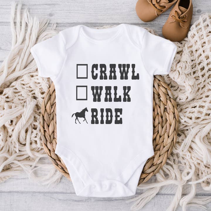 Crawl Walk Ride Baby Bodysuit for wholesale by SweetBee