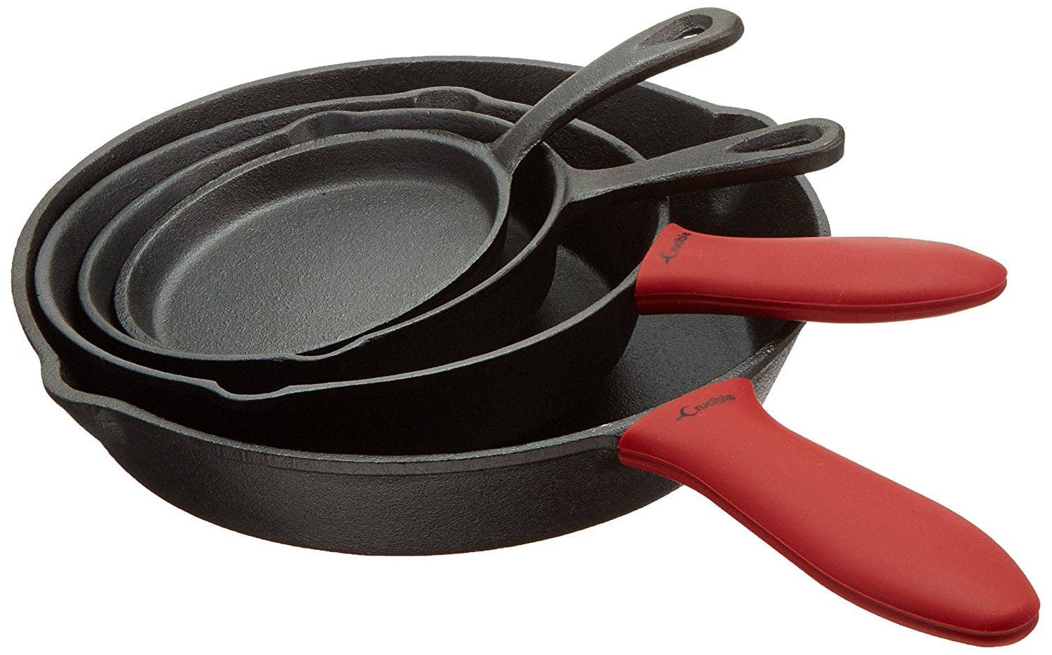 Crucible Cookware - Venta al por mayor Sartenes de hierro fundido - Juego de 4 sartenes de hierro fundido en diferentes tamaños2