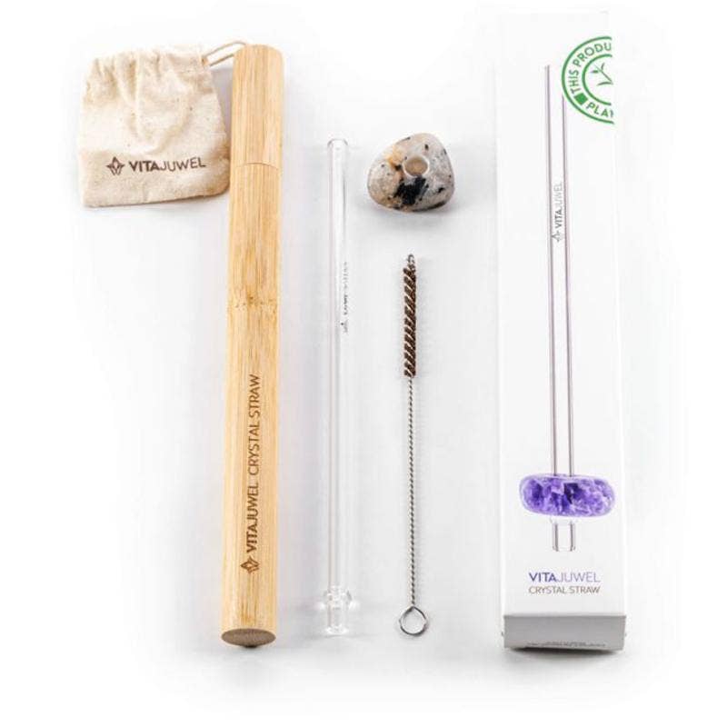 La Boîte à Cailloux - Wholesale Drinking Straw - VitaJewel straw quartz with tourmaline inclusions3