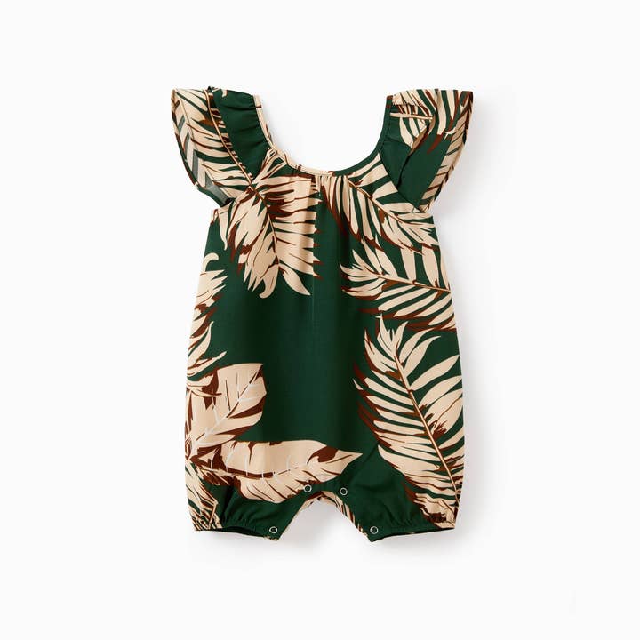 Vert Foncé Ensemble de vêtements de vacances hawaïens assortis pour la famille en vert tropical en vente sur Faire