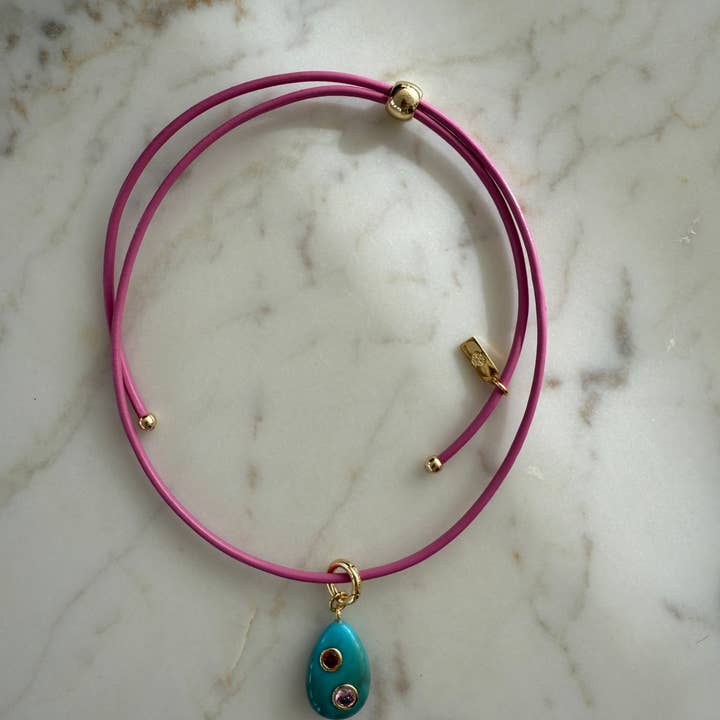 Strandkamning Halsband - Rosa / Turkos för wholesale av Smith and Co. Design