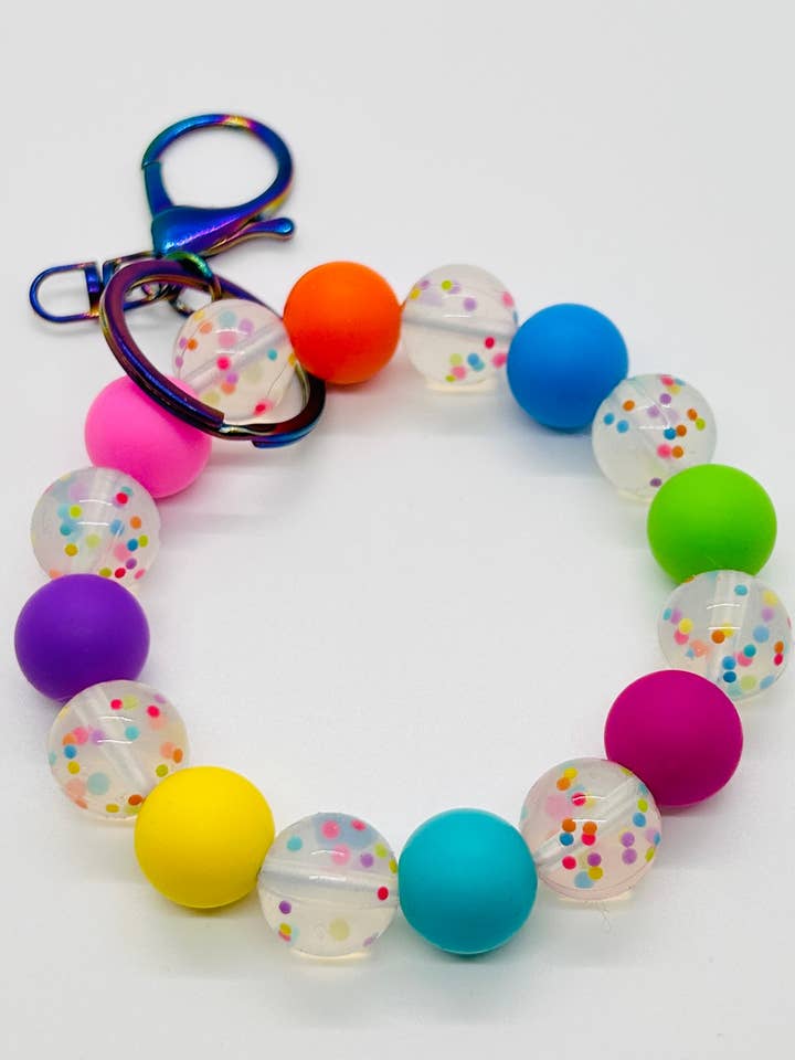 Funfetti Beaded Wristlet Keychain for wholesale by Sidekick Keychain Supply