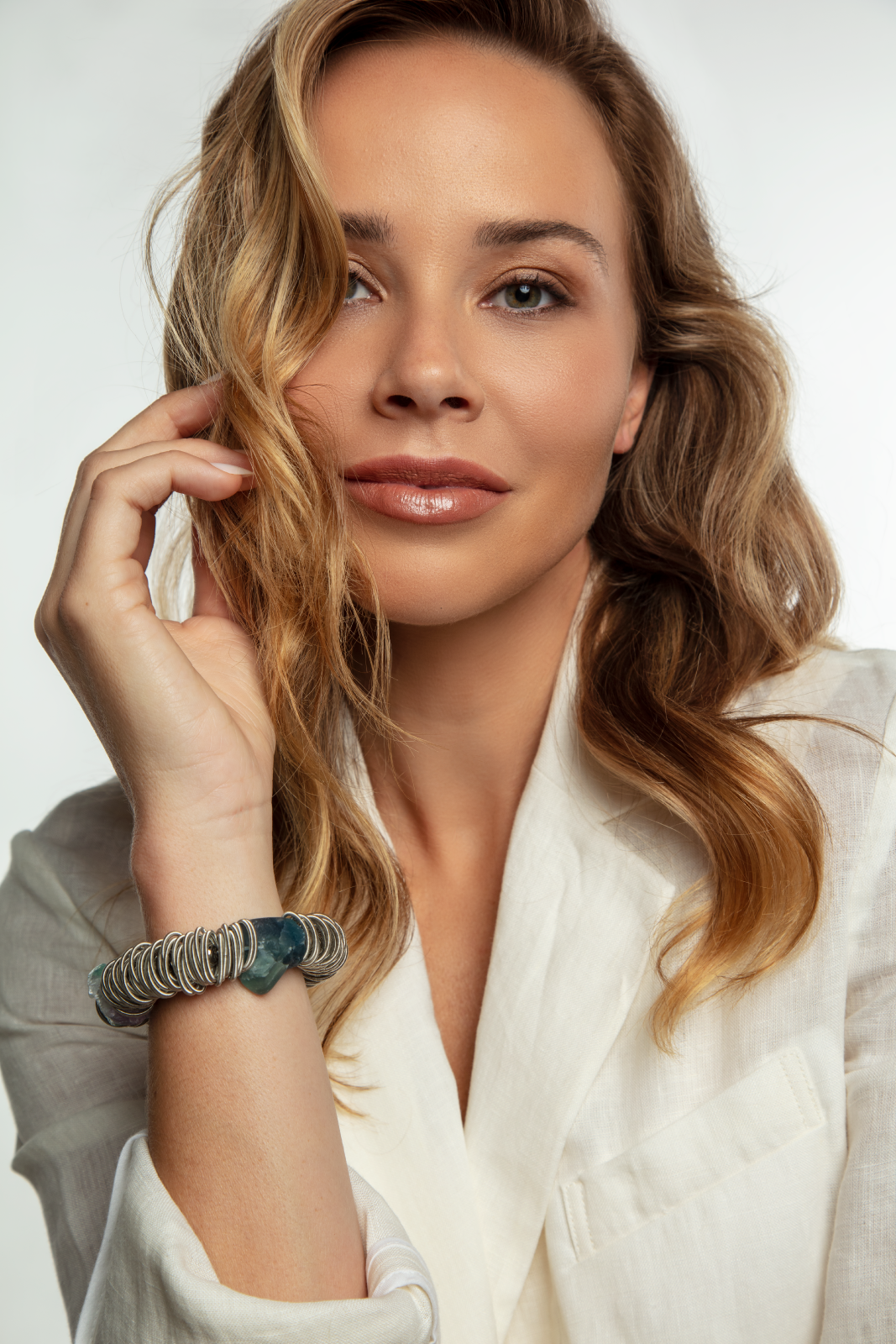 Sea Lily – Großhandel Armband mit Charms/Anhängern – 1053 - Federring-Armband mit Fluorit-Steinen1