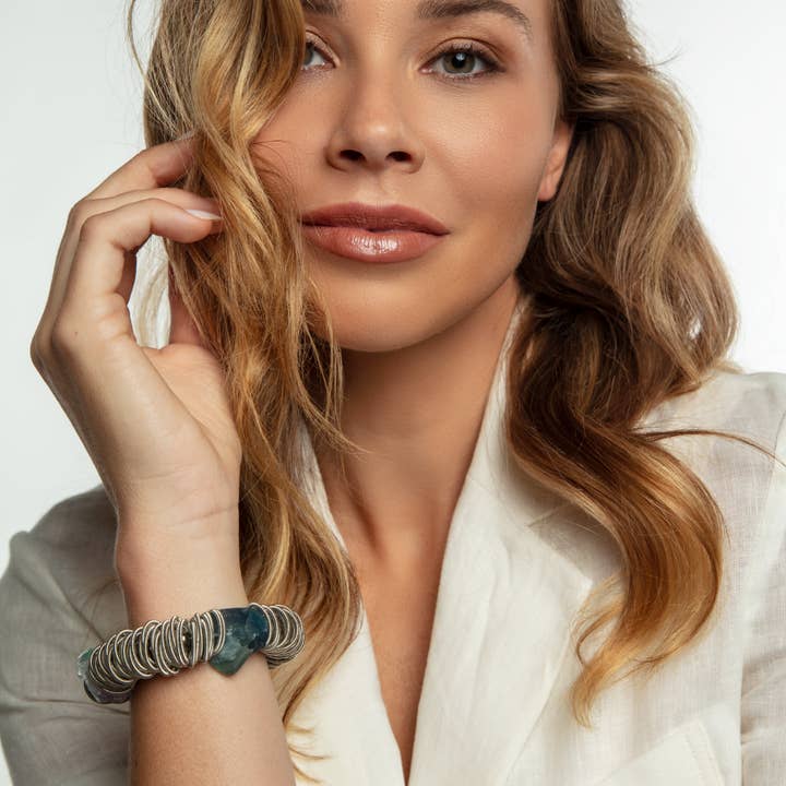 Sea Lily - Wholesale Charm/Dangle Bracelet - 1053 - Spring Ring Bracelet with Fluorite Stones1