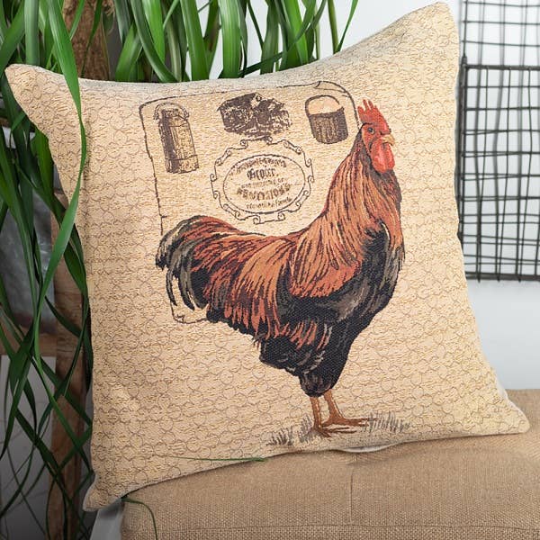 Forpost Trade Inc - Wholesale Throw Pillow Cover - 18" x 18" Tapestry Rooster Pillow Case