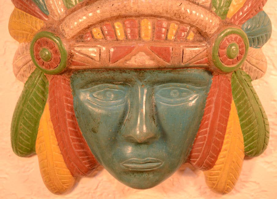 Xula Handmade - Vente Décoration murale - Masque aztèque en céramique - Art mural mexicain2