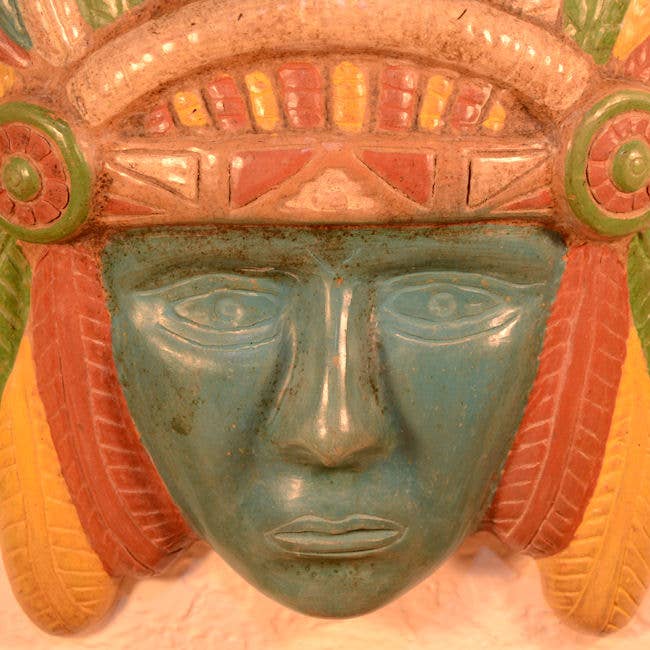 Xula Handmade - Vente Décoration murale - Masque aztèque en céramique - Art mural mexicain2