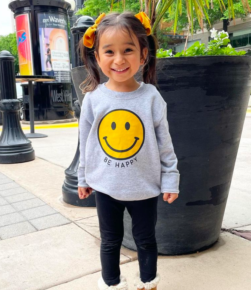 Little Mama Shirt Shop - Wholesale Sweatshirt - Kids - BE HAPPY - SMILEY FACE - Child Sweater5