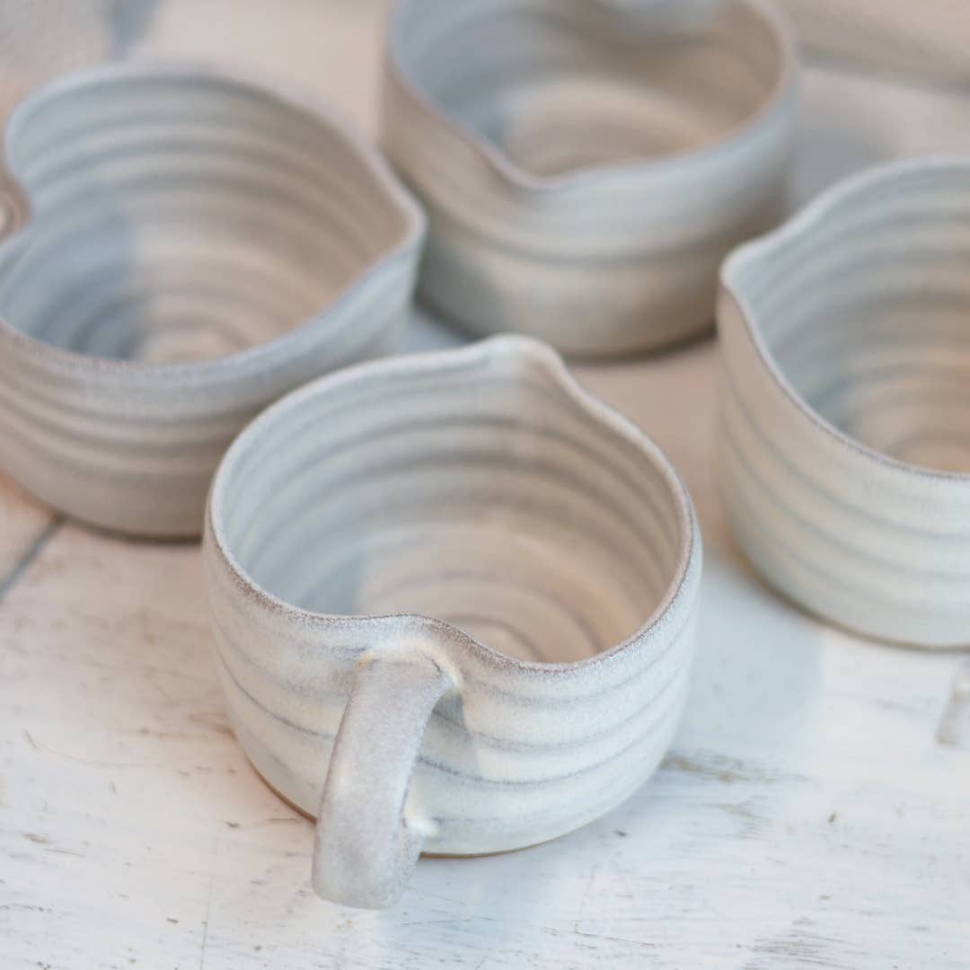 Gravesco Pottery - Wholesale Drinking Glass/Cup - Handmade Heart-Shaped Latte Mug in Cream10