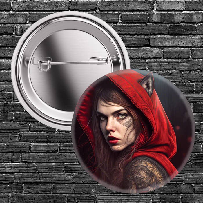 Madder créations - Wholesale Lapel Pin/Button - Red Riding Hood Pin Badge 3