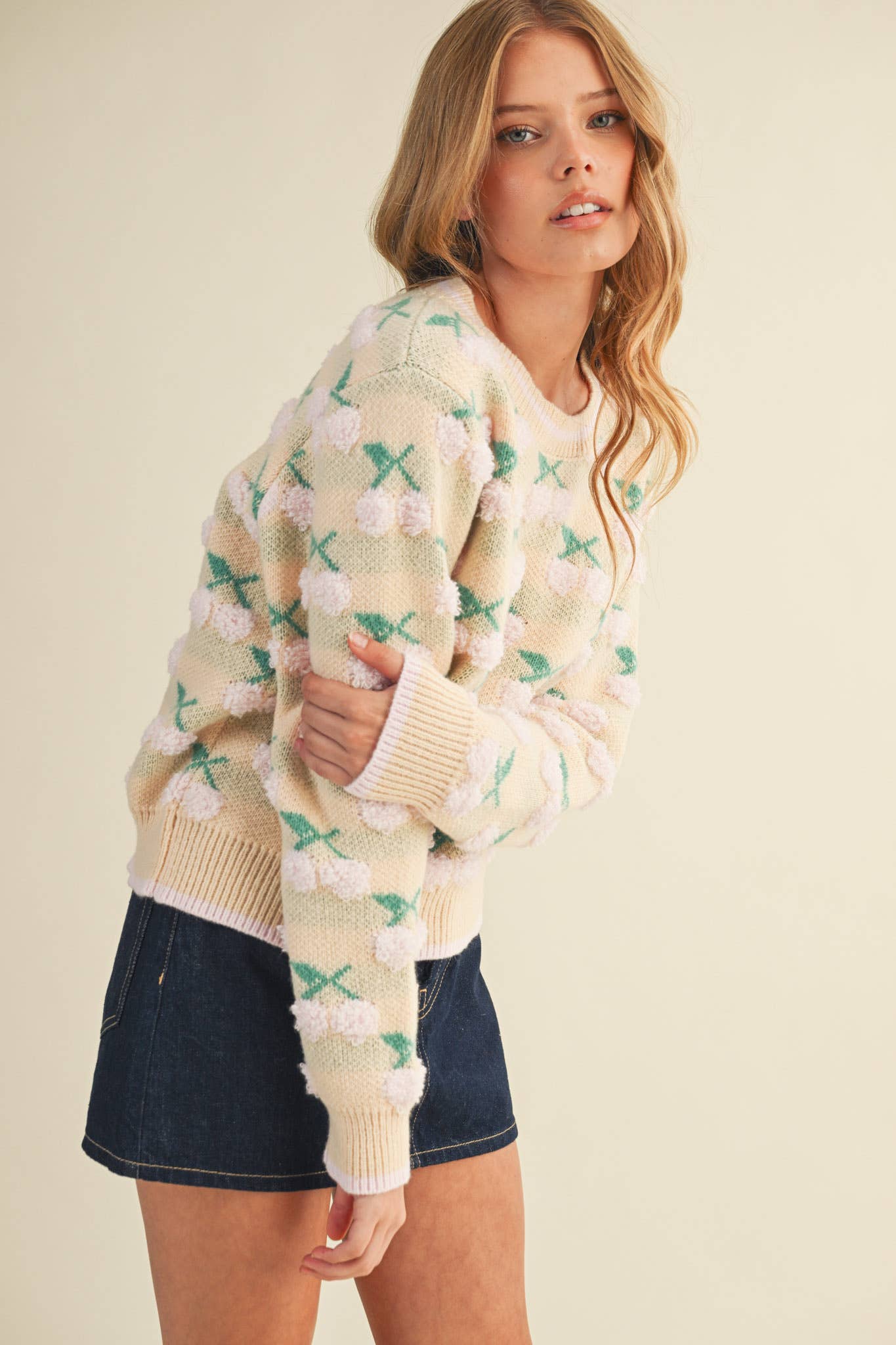 &MERCI - Wholesale Knit Sweater - Women's - FUZZY CHERRY SWEATER MSW1112244