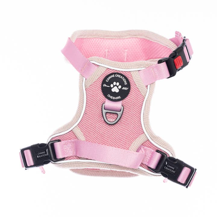 The Pink Herringbone Harness for wholesale by Canine Creations Cheshire