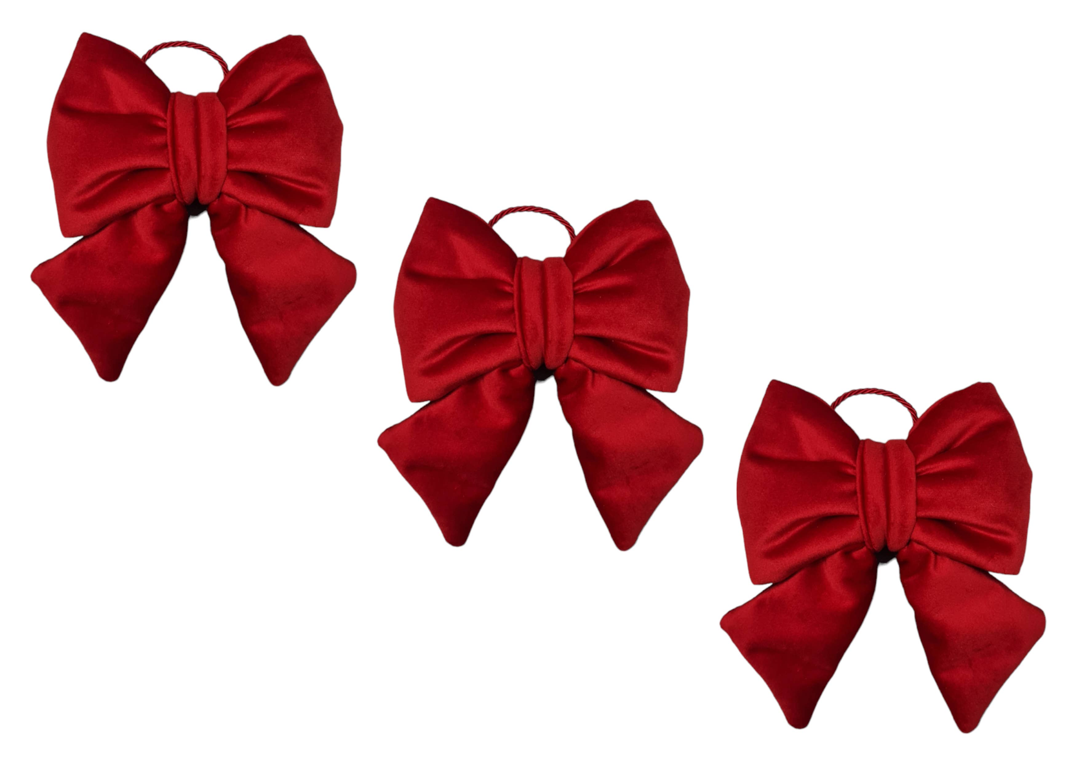 Lunaria Lab - Vendita all'ingrosso Decorazione natalizia - Fiocco Natalizio imbottito in Velluto, 14x15cm14