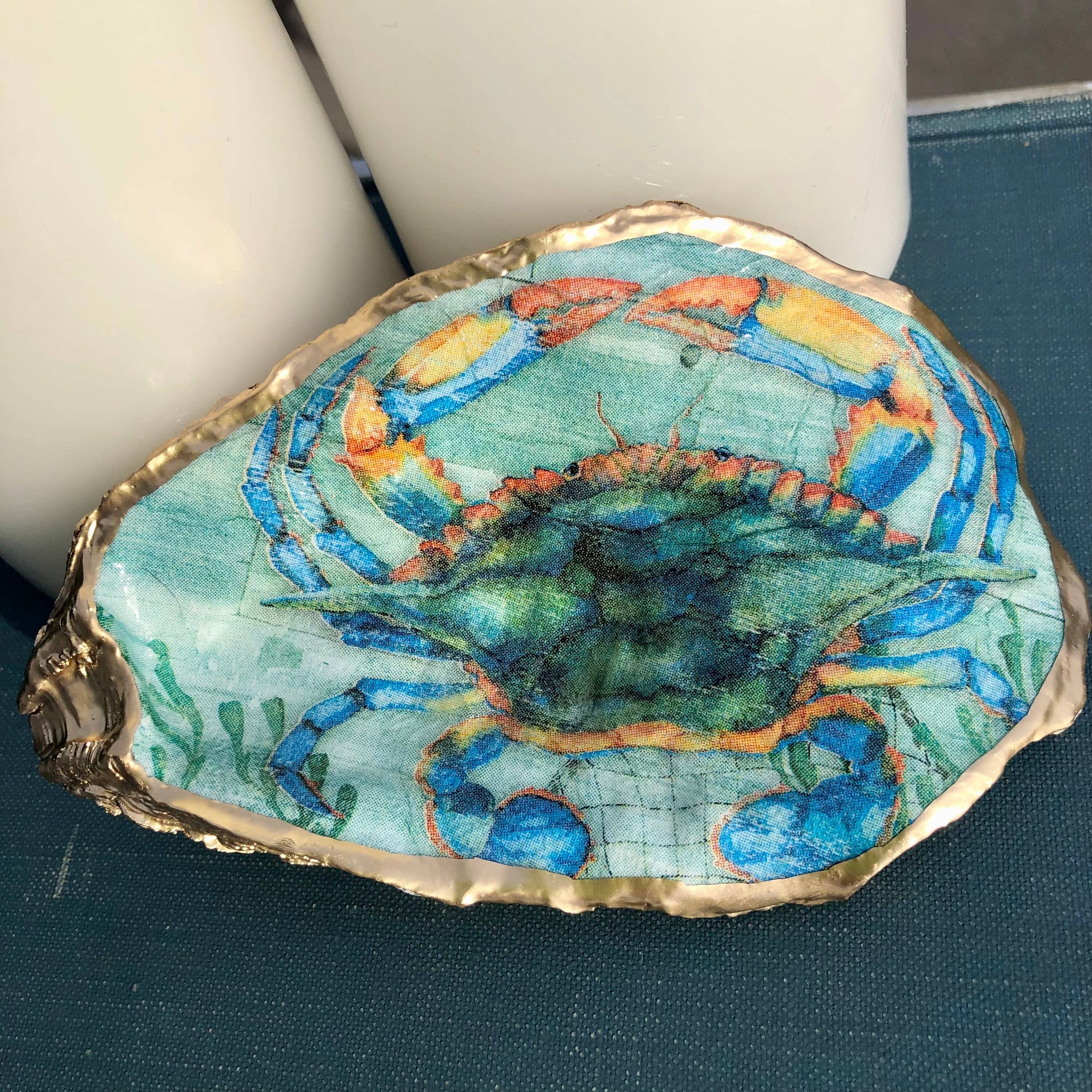 Place of Grace Designs - Vente Plateaux à bijoux - Plat à découper Oyster Ring - Blue Crab6