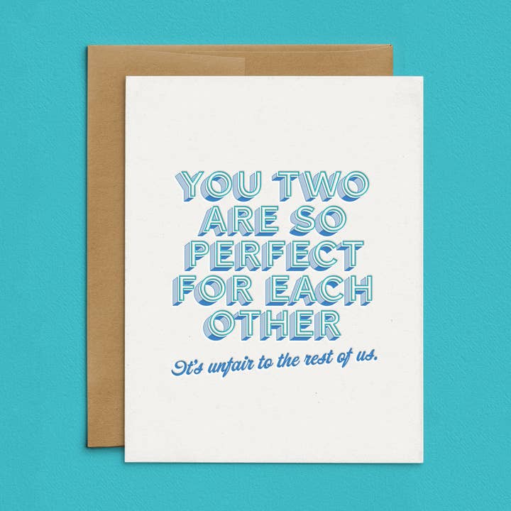 Det perfekte par brevtryk lykønskningskort for engroshandel hos Lickety Split Press