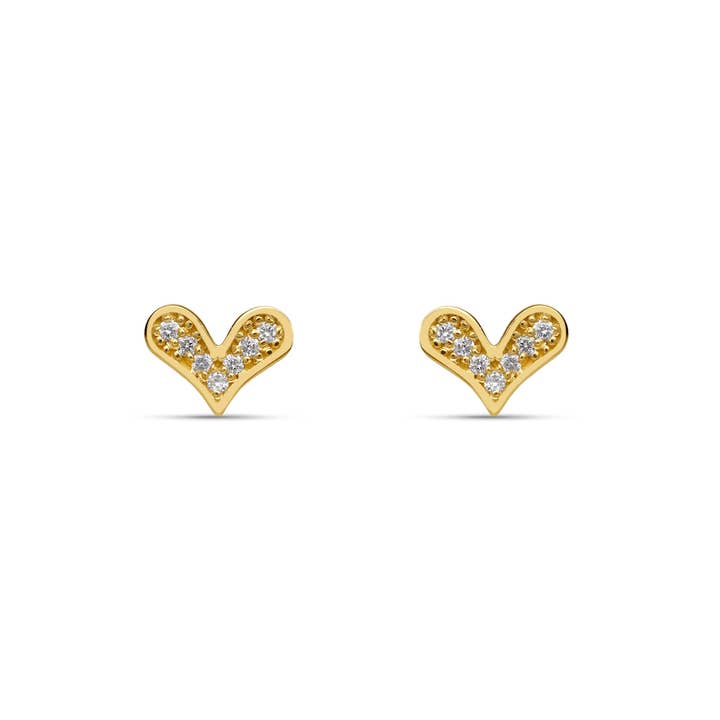 Orecchini a forma di cuore con diamanti, in oro 14 carati, diamanti da 0,10 carati per la vendita all'ingrosso da parte di MOSUO Jewellery