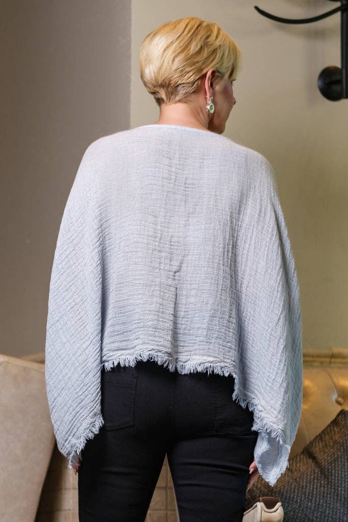 TINA Stephens Italy/Tees By Tina - Wholesale Blouse - Women's - Archer Loose Gauze Raw Edge Top (BQ162)21