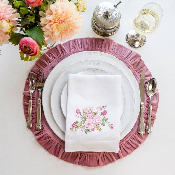 Arte Italica & Crown Linen Designs - Wholesale Dinner & cloth napkin - Vintage Floral Tri-Fold Napkin2